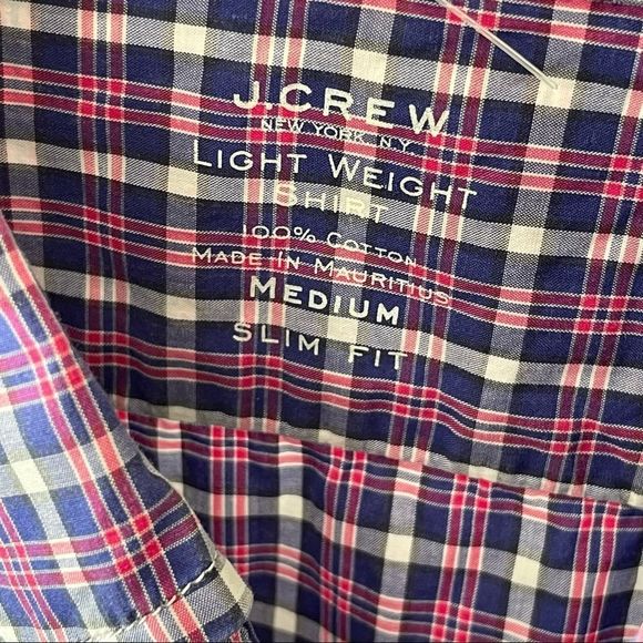 J Crew Size Medium long Sleeve Dress Shirt Purple Plaid Light Weight 100% Cotton - Picture 5 of 5